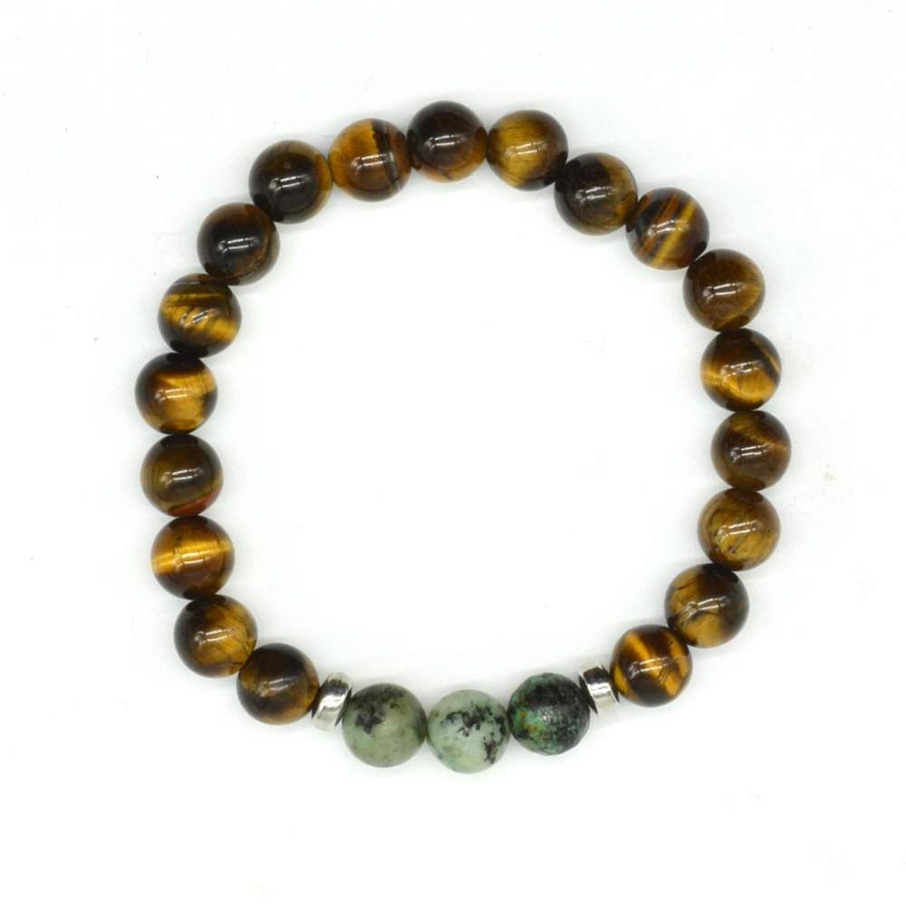 Tiger Eyes and Malachite Bracelet