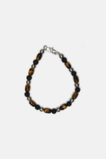 Tiger Eyes / Steel Beads / Lava Stone Bracelet