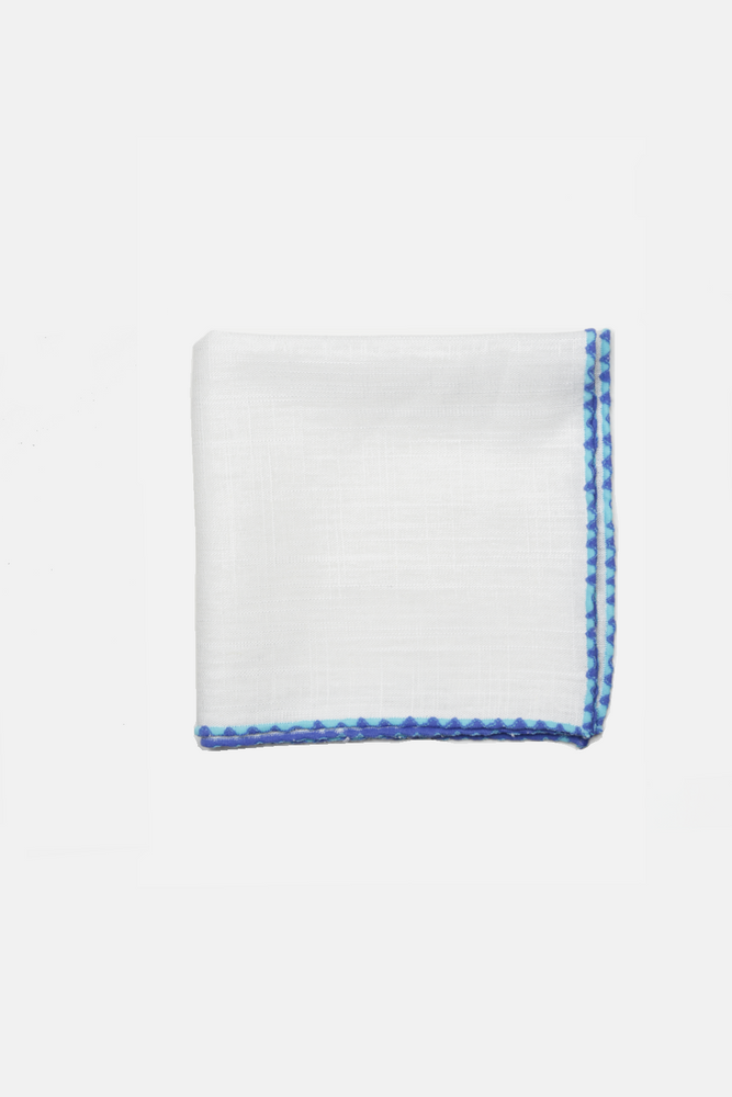 White Contrasting Edge Pocket Square