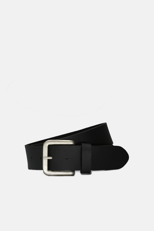 Wide Black Leather on Steel Buckle Belt