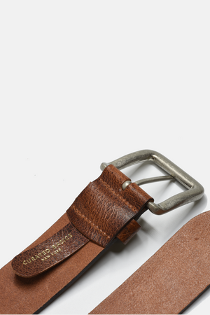 Wide Cognac Brown Leather with Steel Buckle Belt