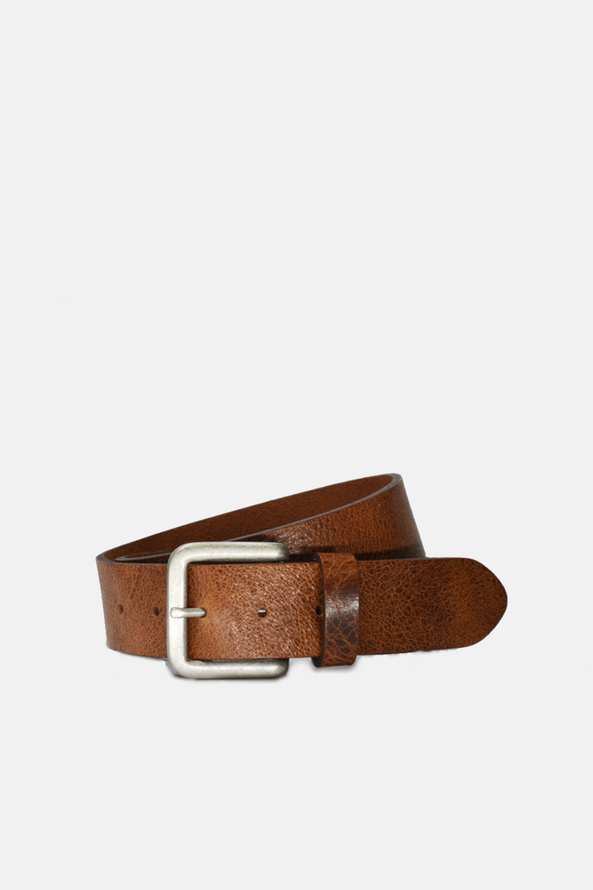Wide Cognac Brown Leather with Steel Buckle Belt