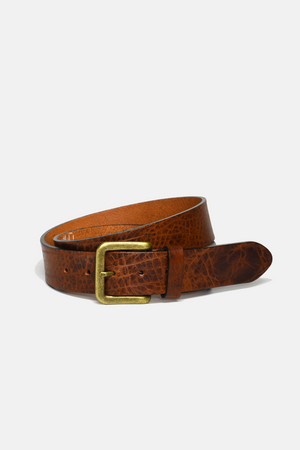 Wide Dark Brown Leather with Brass Buckle Belt