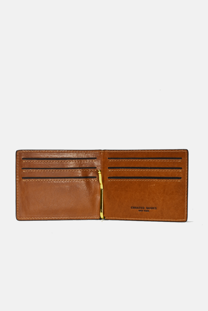 Wide Leather Money Clip Wallet