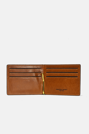 Wide Leather Money Clip Wallet