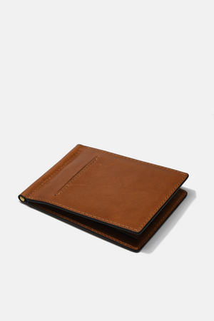 Wide Leather Money Clip Wallet