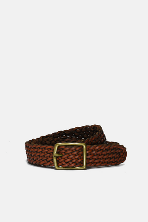 Brown Woven Leather Belt