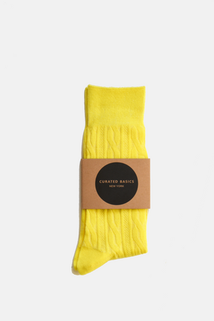 Yellow Cable Knit Socks