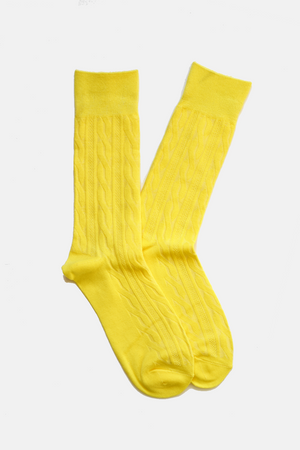 Yellow Cable Knit Socks